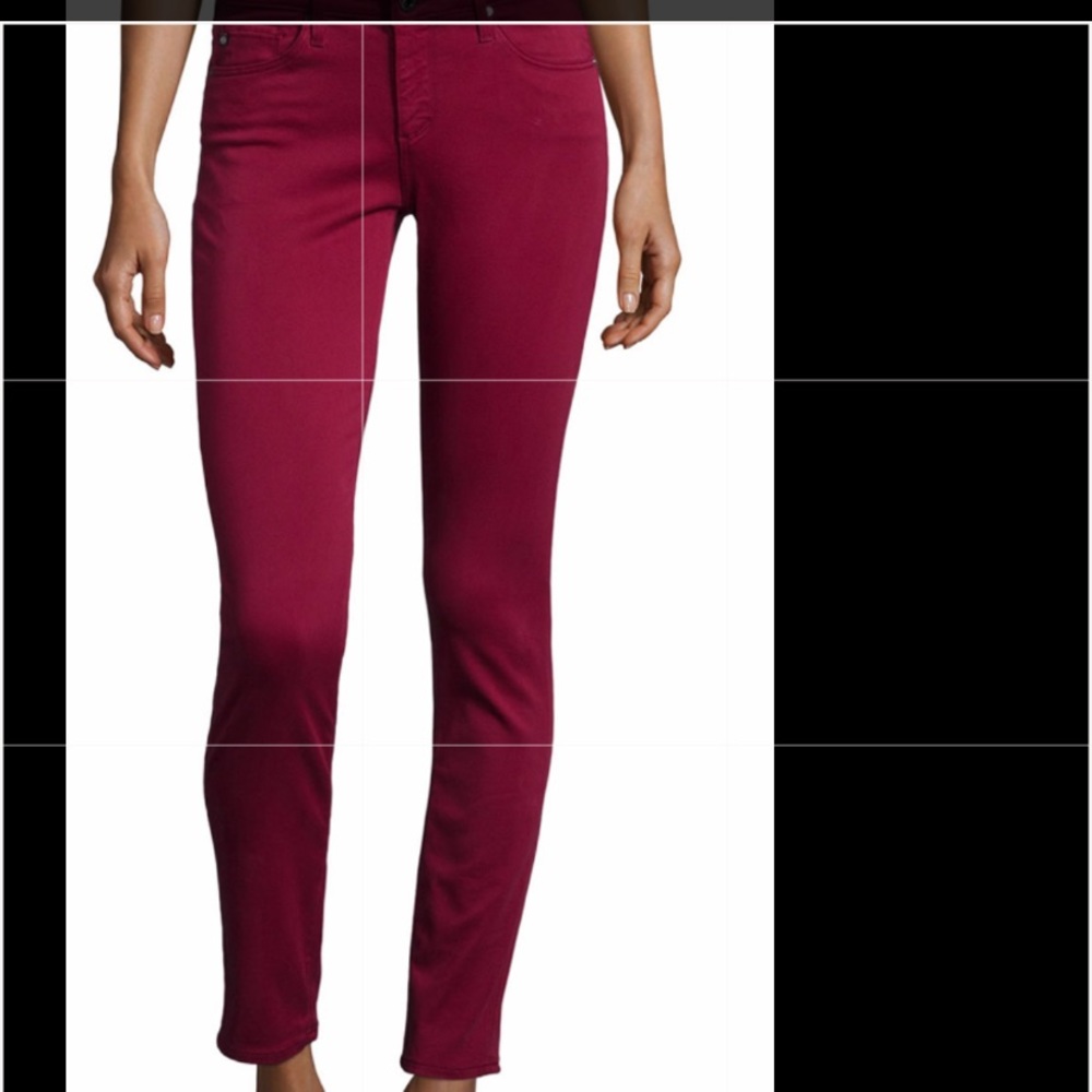 AG soft silky jean. The Stilt Sateen Deep red. EUC